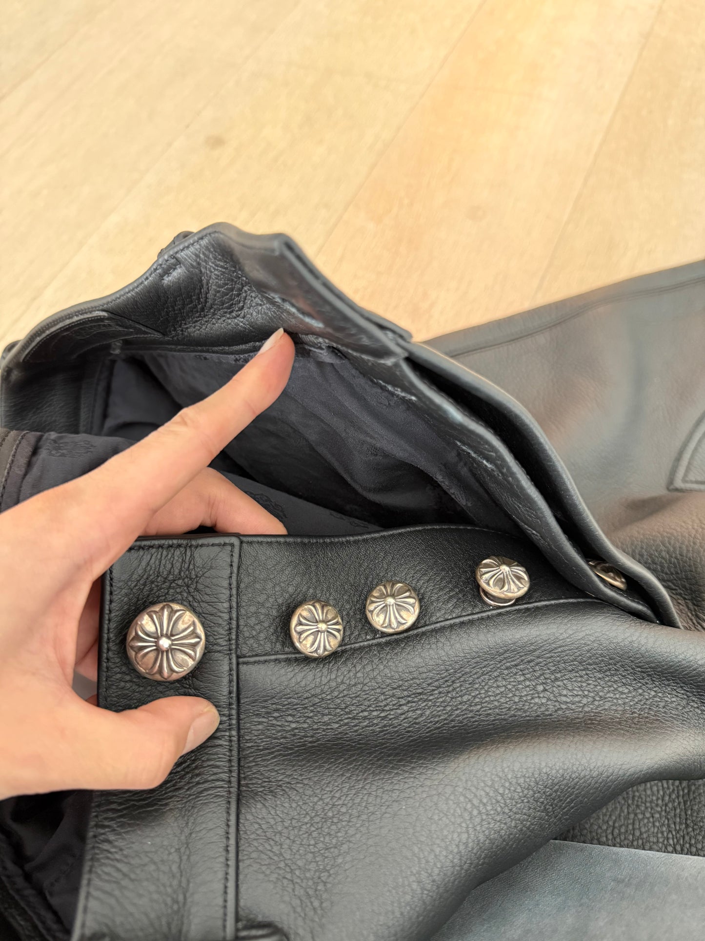 Chorme Hearts Fleur Leather Pants