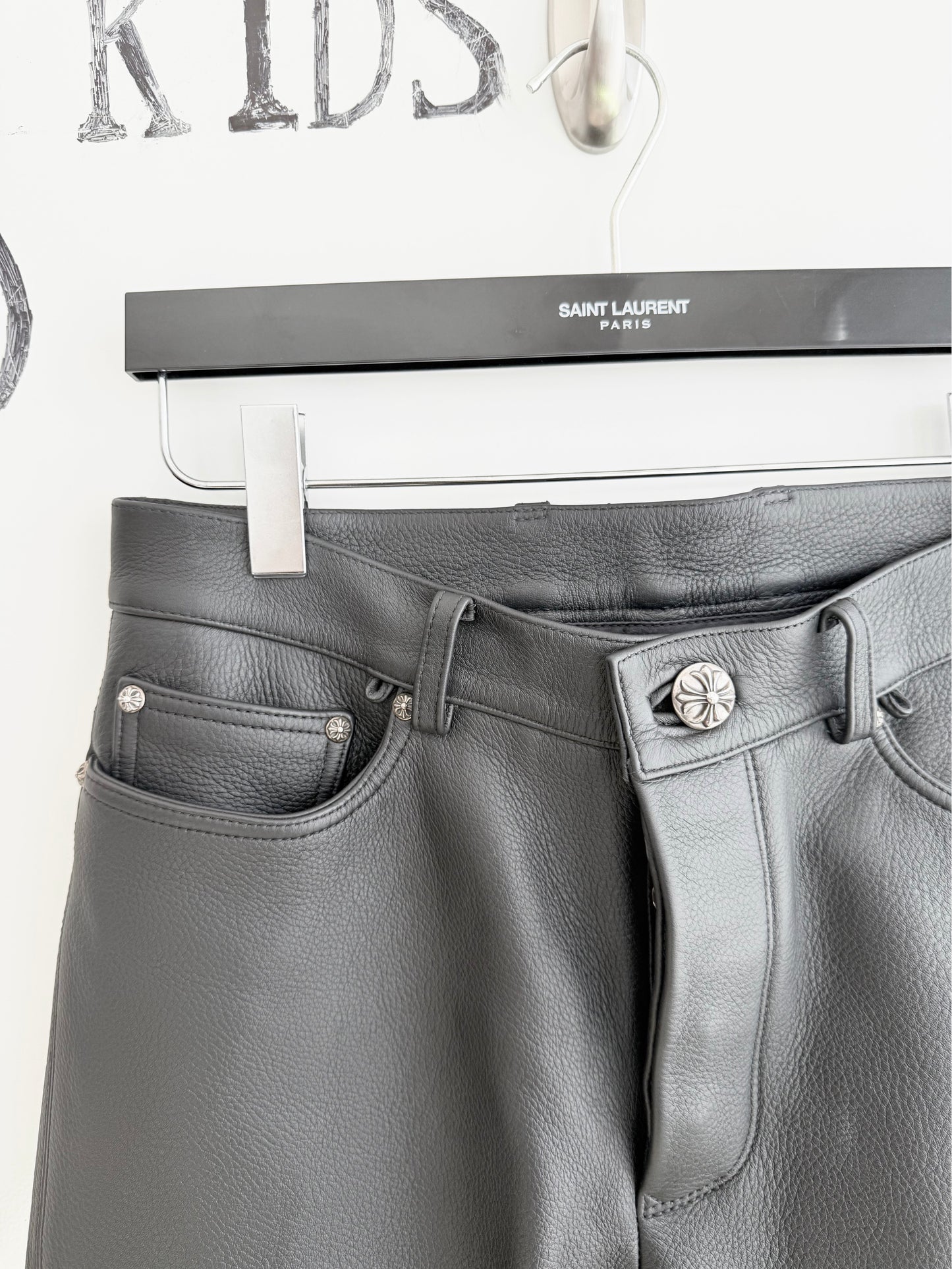 Chorme Hearts Fleur Leather Pants