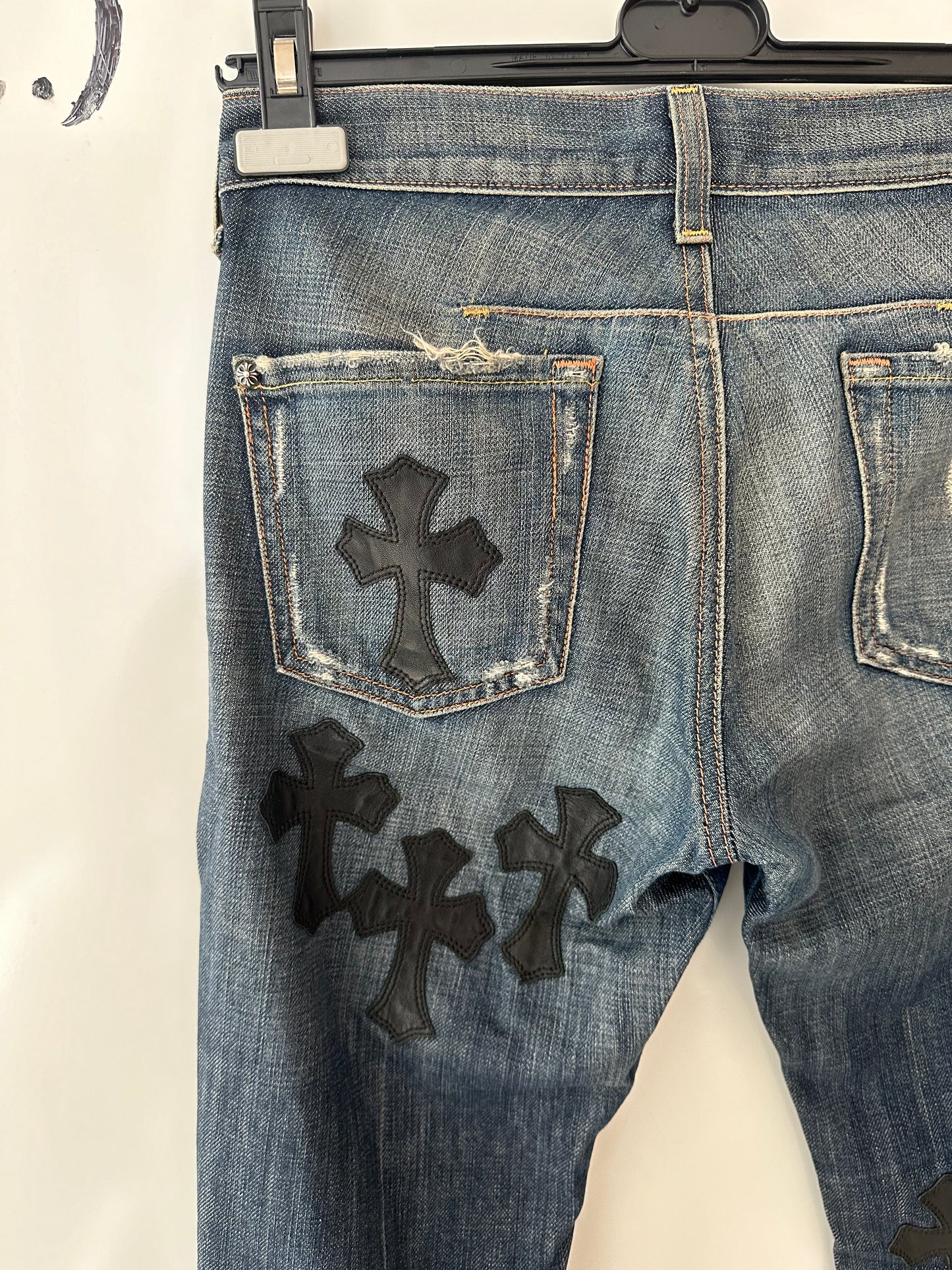 Chrome Hearts x 7Jeans Cross Patched Jeans