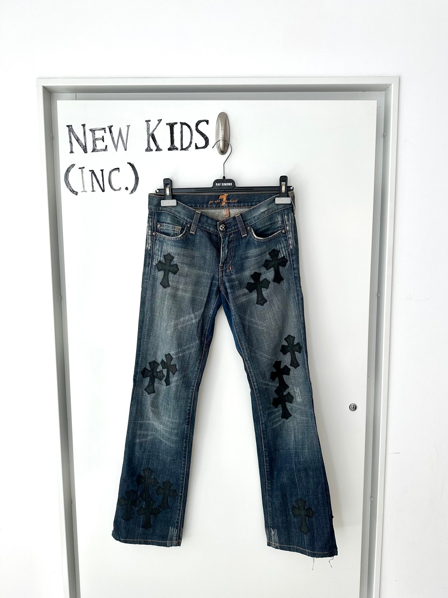 Chrome Hearts x 7Jeans Cross Patched Jeans