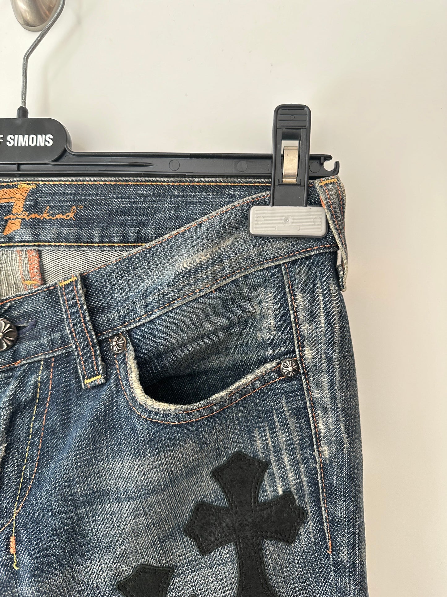 Chrome Hearts x 7Jeans Cross Patched Jeans