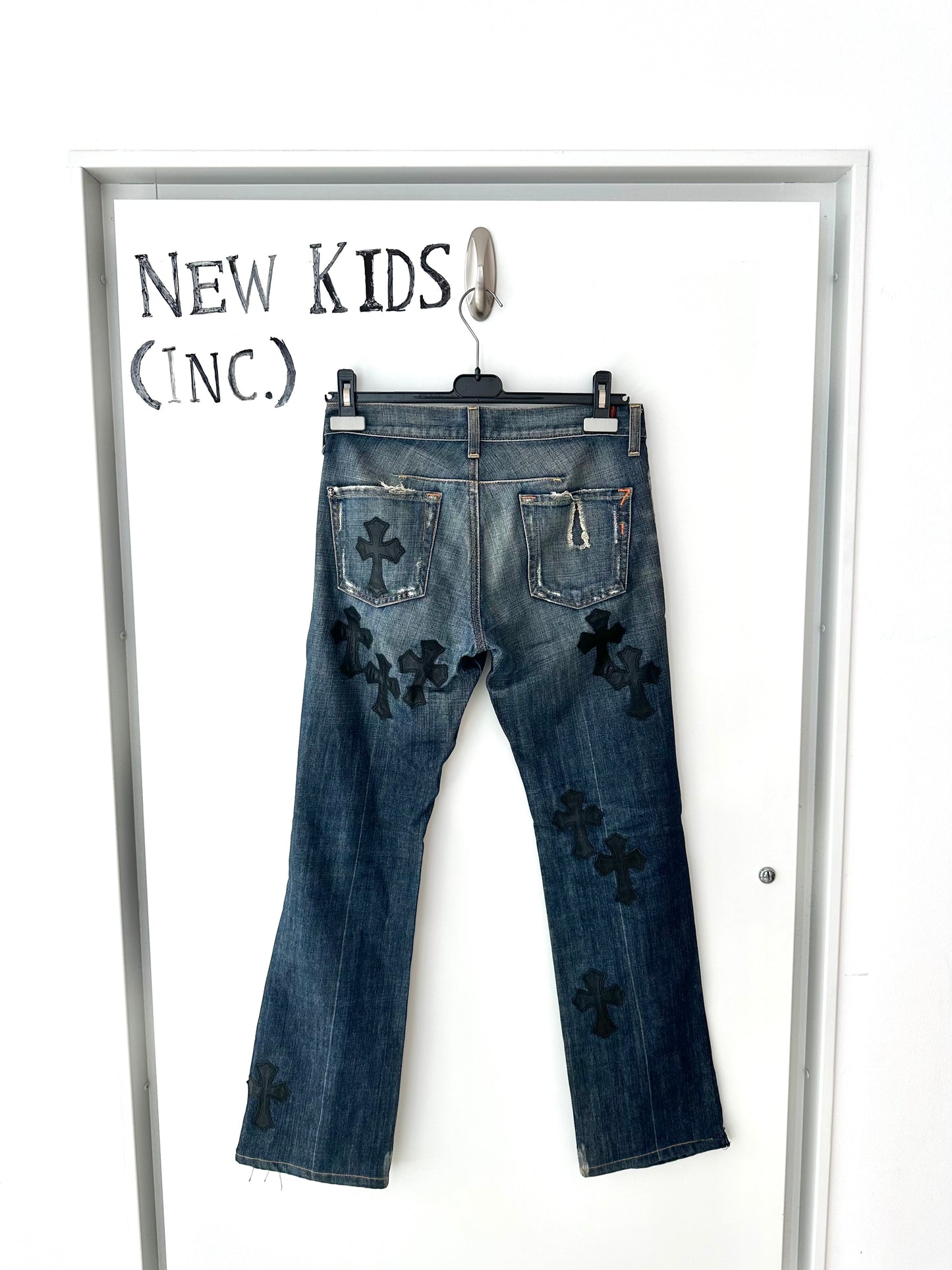 Chrome Hearts x 7Jeans Cross Patched Jeans