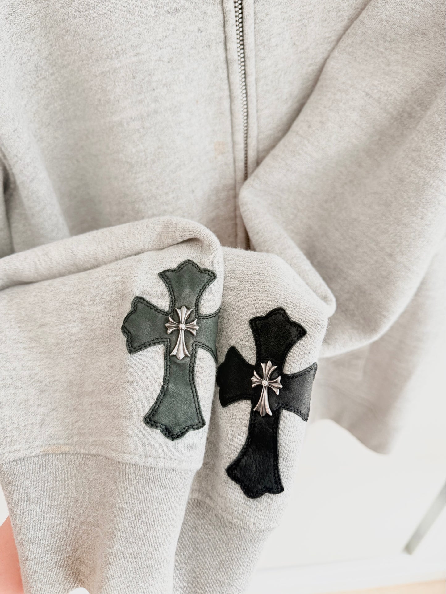 Chrome Hearts Cross Patched Sliver Zip up Hoodie