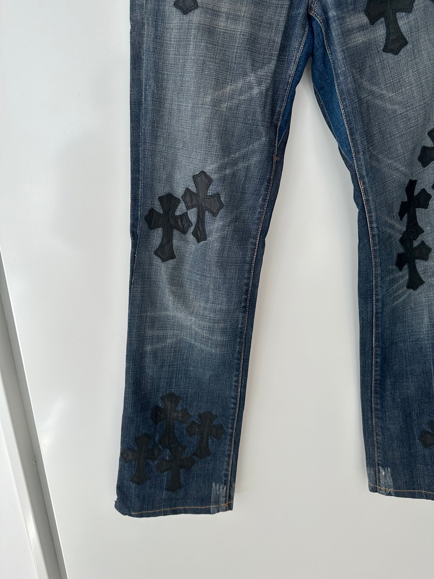 Chrome Hearts x 7Jeans Cross Patched Jeans