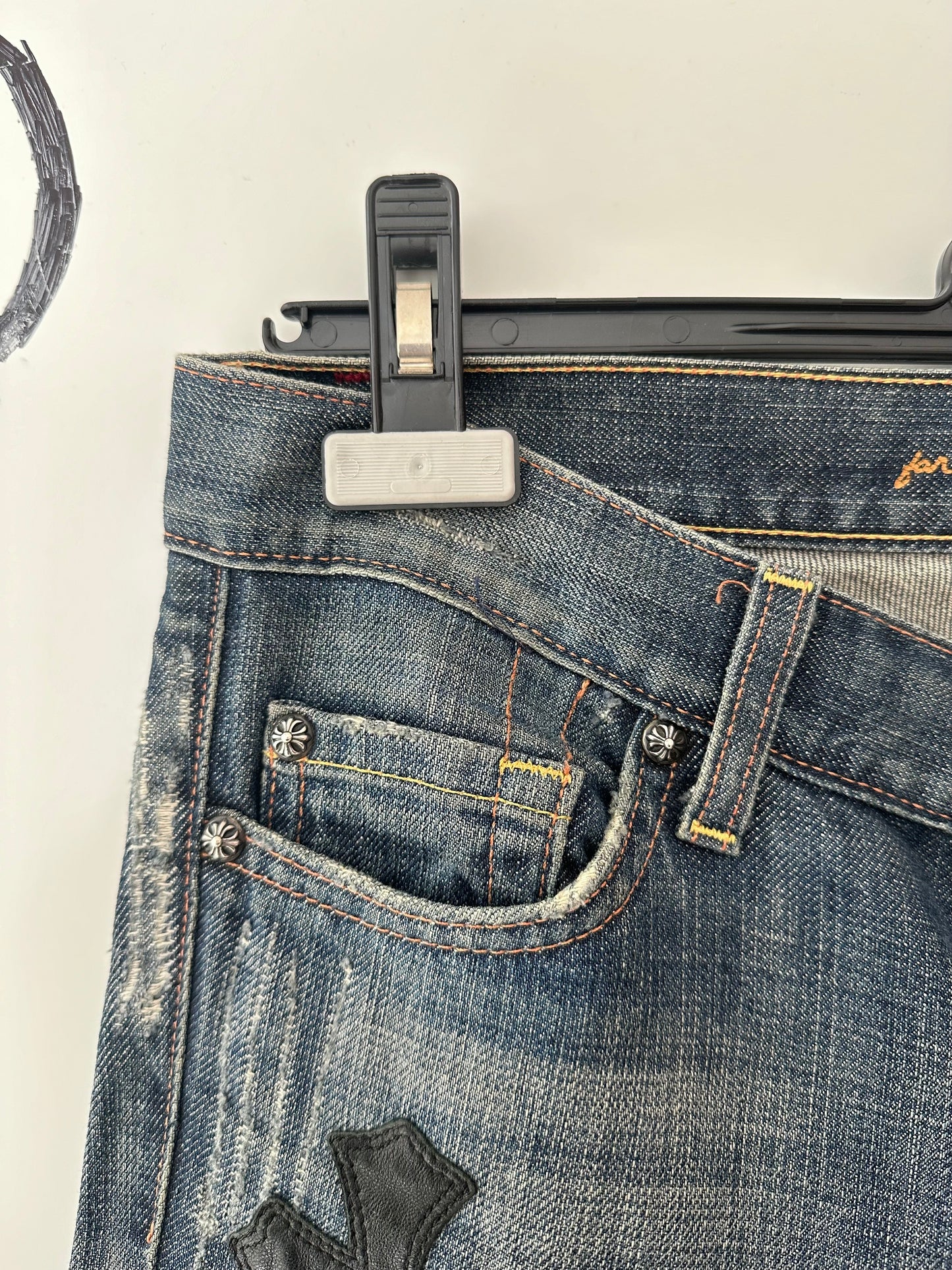 Chrome Hearts x 7Jeans Cross Patched Jeans