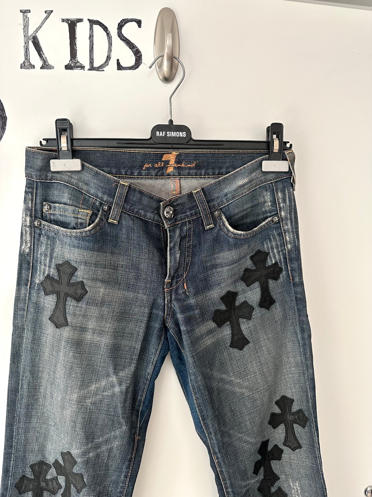 Chrome Hearts x 7Jeans Cross Patched Jeans