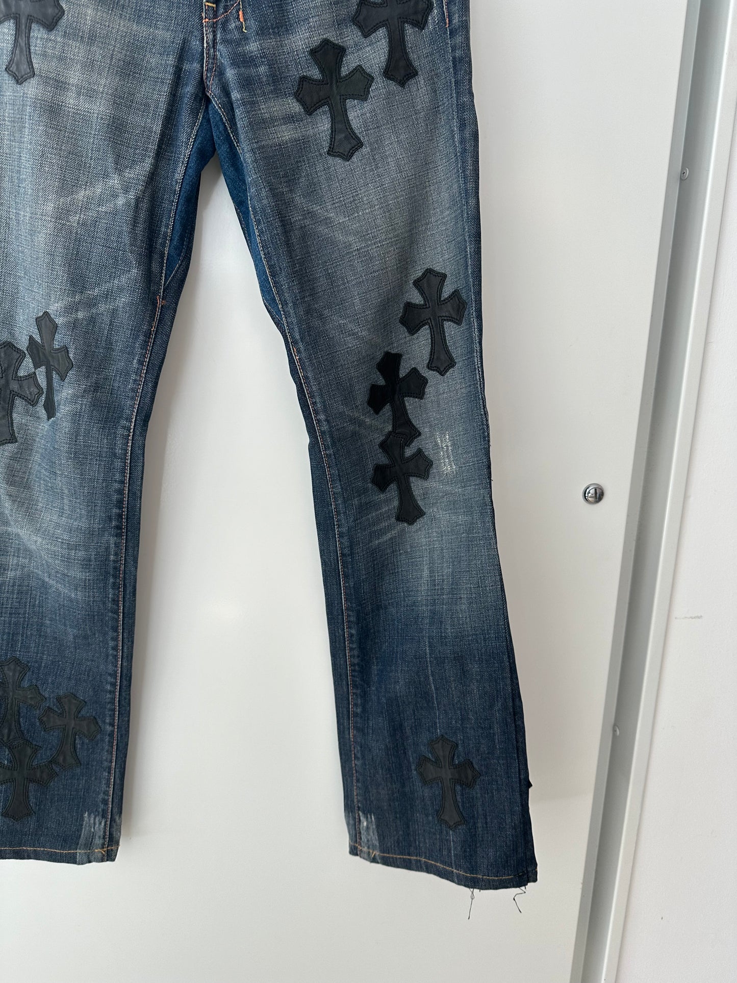 Chrome Hearts x 7Jeans Cross Patched Jeans