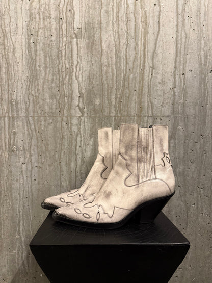 Enfants Riches Deprimes Rose Metal Tip Midnight Cowboy Boots White