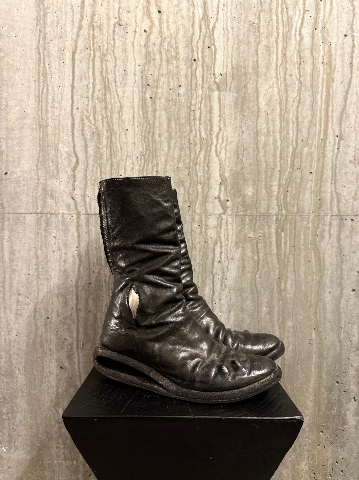 Carol Christian Poell Titanium U-Sole Boots(Waxed Black)