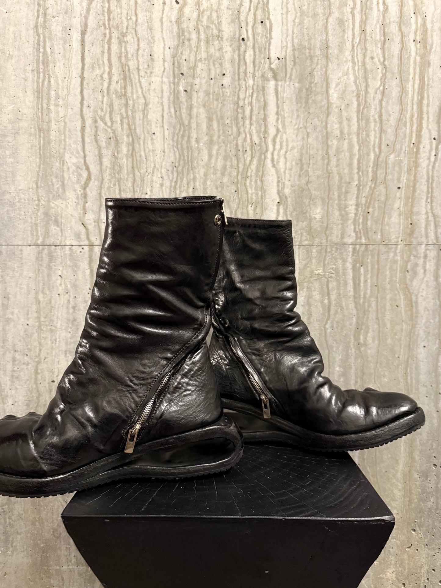 Carol Christian Poell Titanium U-Sole Boots (Waxed Black)