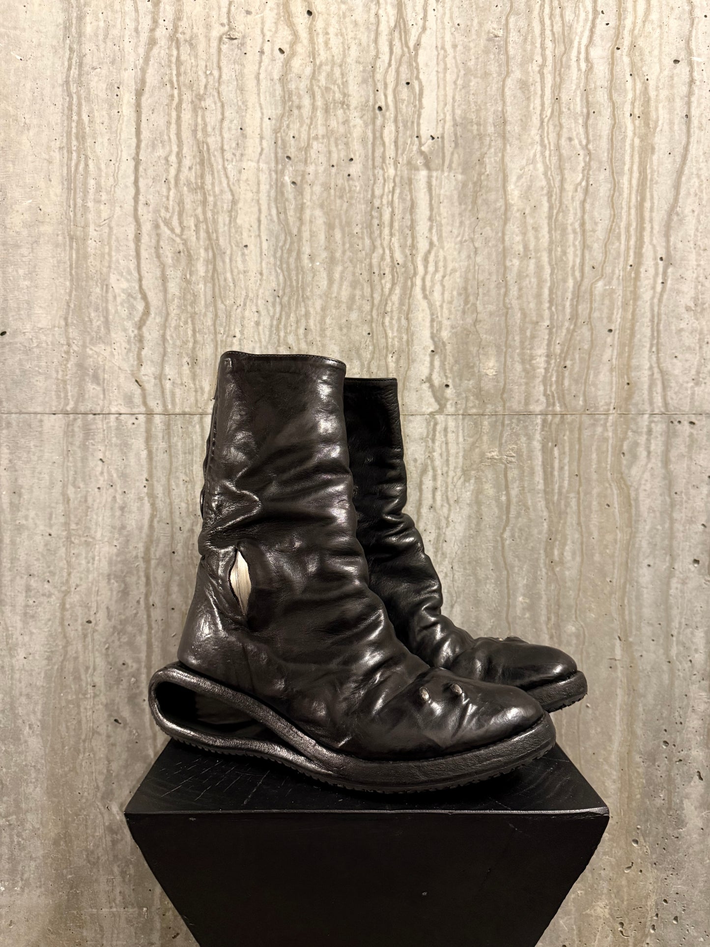 Carol Christian Poell Titanium U-Sole Boots (Waxed Black)
