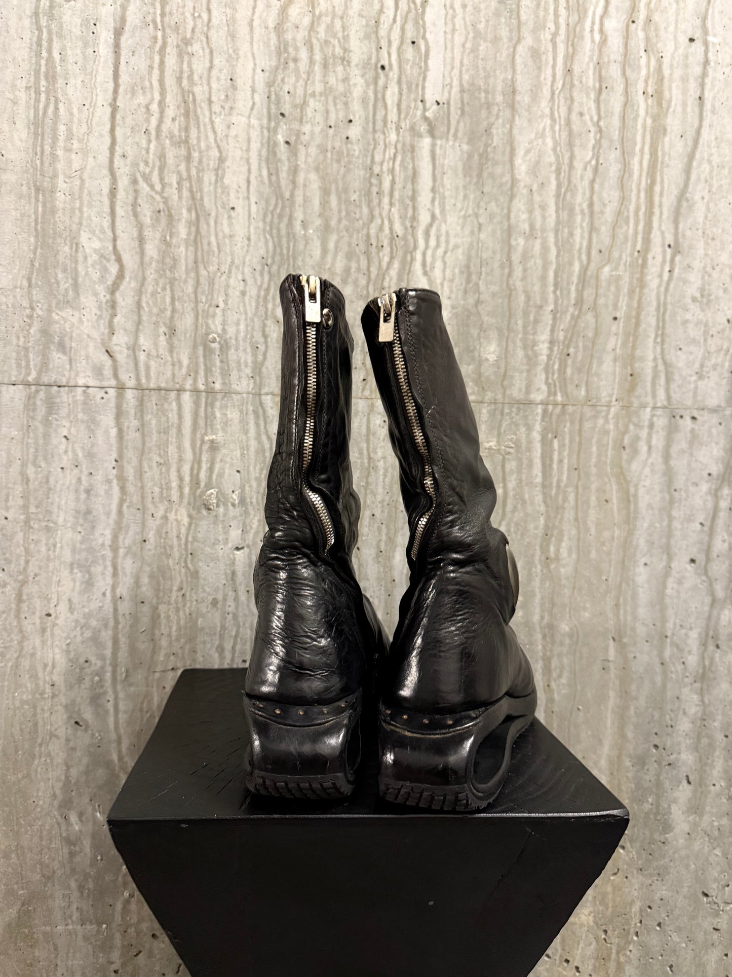 Carol Christian Poell Titanium U-Sole Boots (Waxed Black)