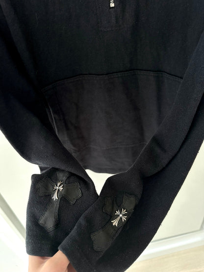 Chrome Hearts Cross Patched& jewelry Half zip up Hoodie