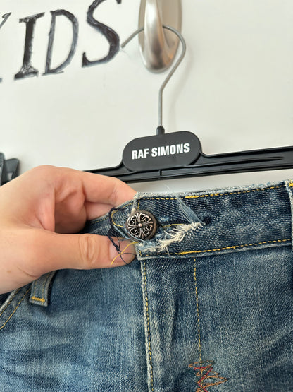 Chrome Hearts Gold Cross Patched Jeans