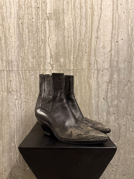 Enfants Riches Deprimes Rose Metal Tip Midnight Cowboy Boots Black