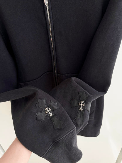 Chrome Hearts Cross Patched Jewelry Zip up Hoodie