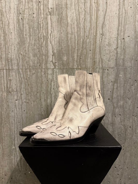 Enfants Riches Deprimes Rose Metal Tip Midnight Cowboy Boots White