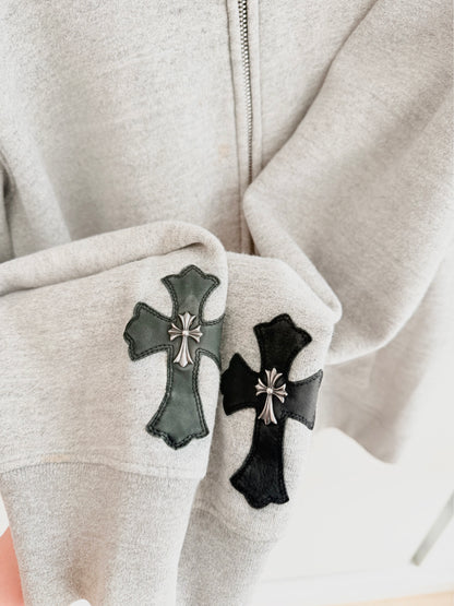 Chrome Hearts Cross Patched Sliver Zip up Hoodie
