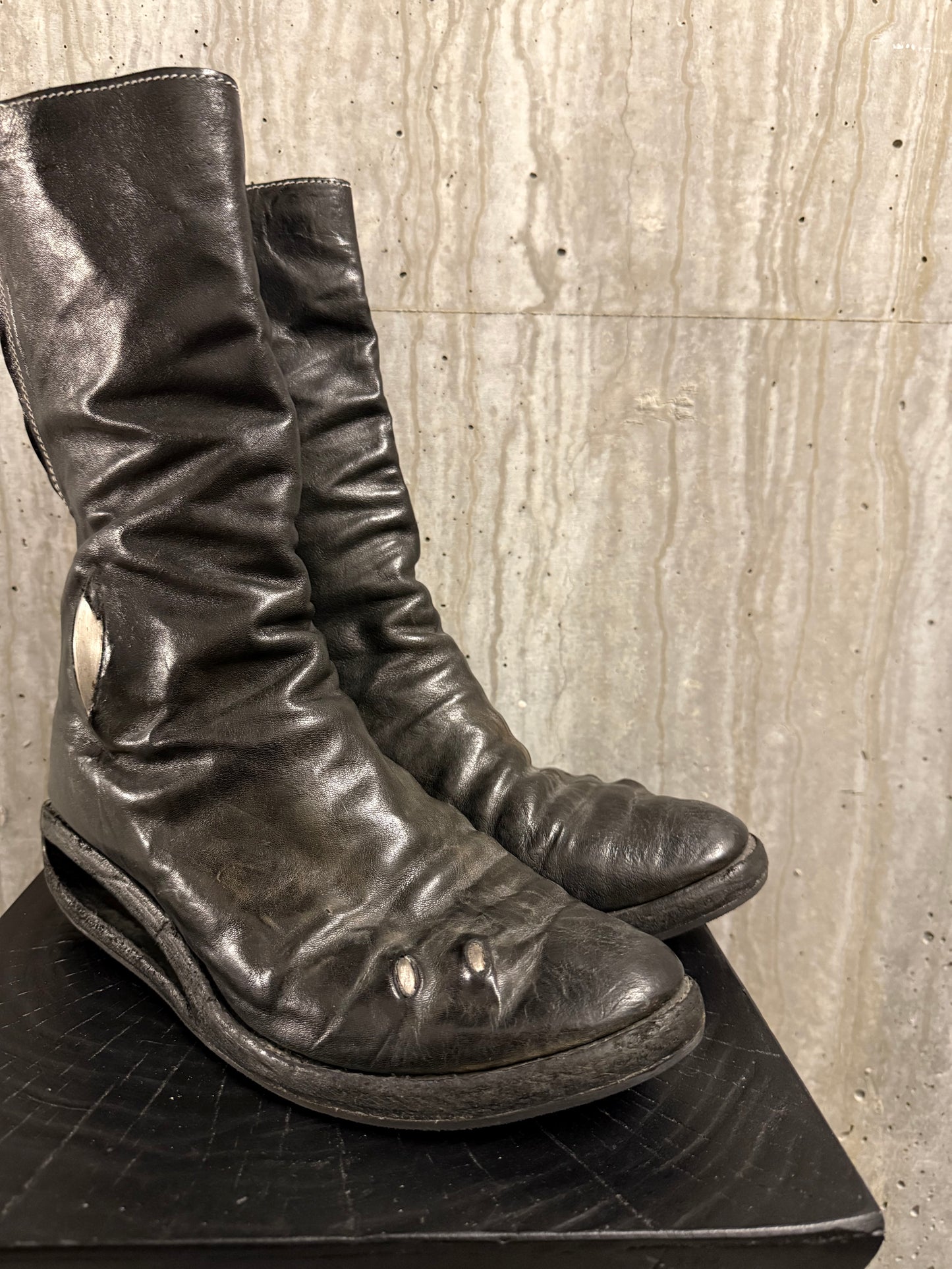 Carol Christian Poell Titanium U-Sole Boots(Waxed Black)