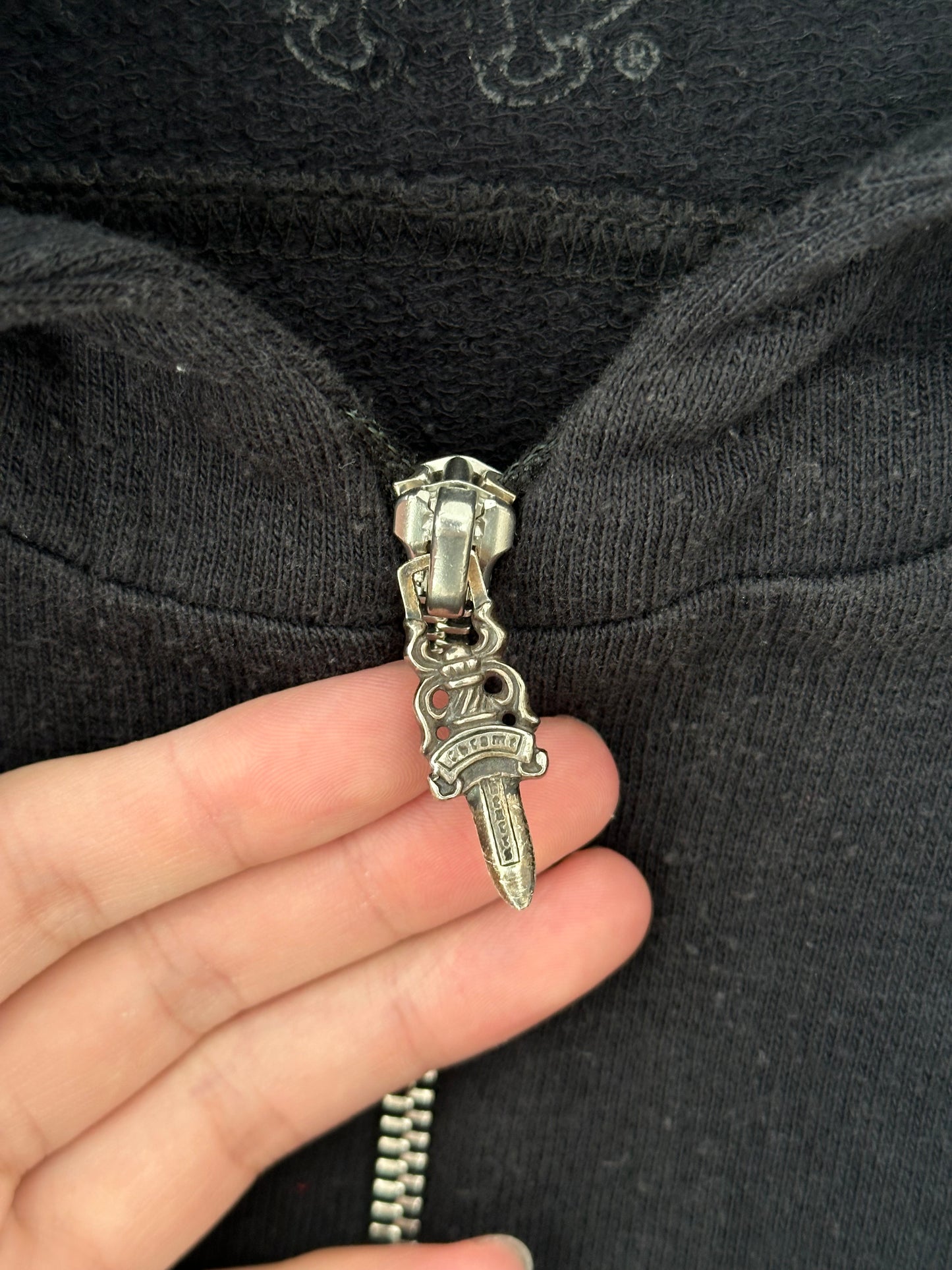 Chrome Hearts Cross Patched& jewelry Half zip up Hoodie